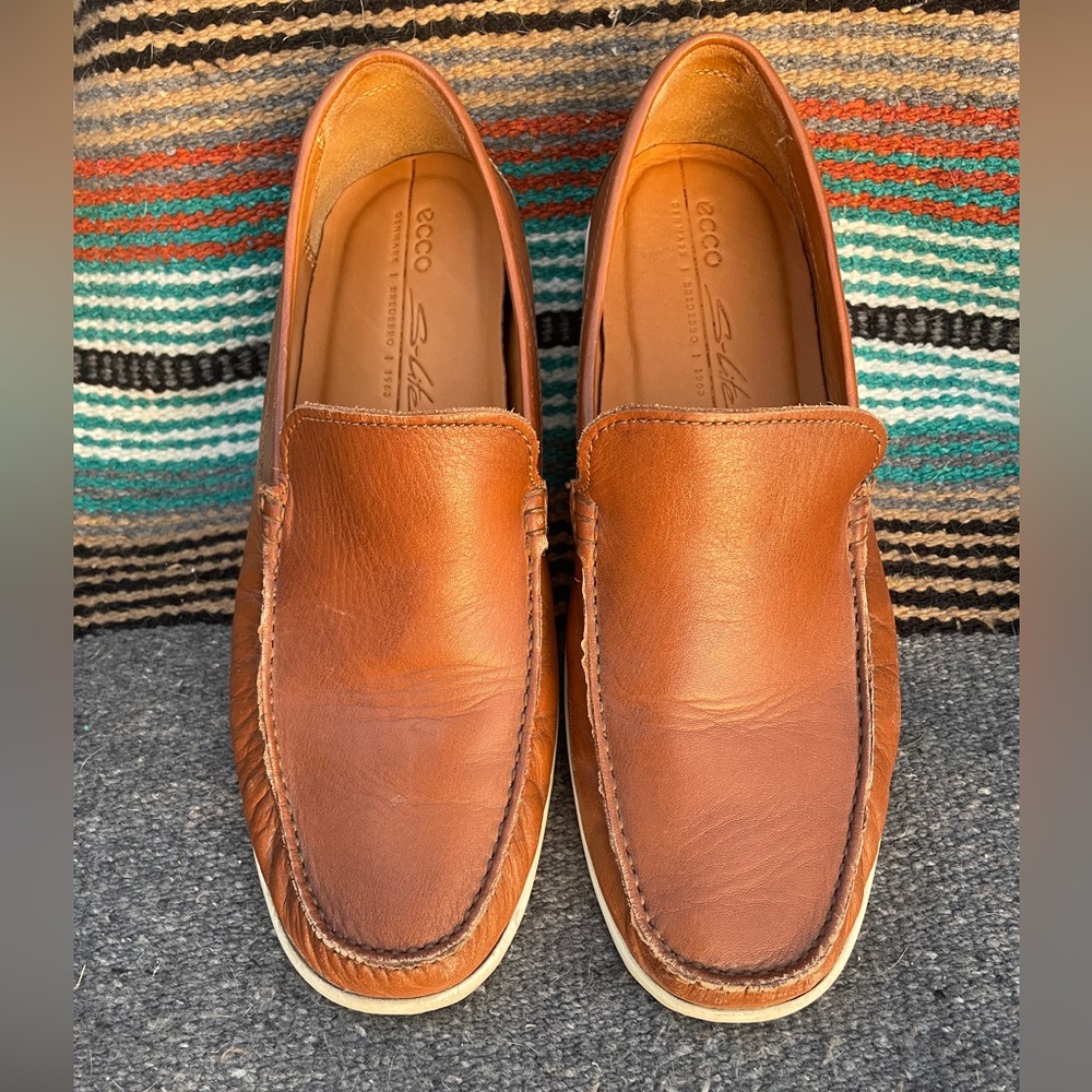 Ecco Men's Tan Leather Slip-On Loafers size 43
